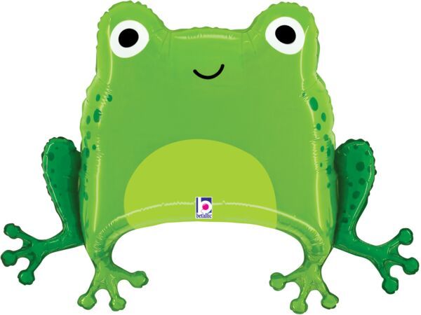 Green Frog - 28&quot; Helium Filled Foil Balloon, Ribbon