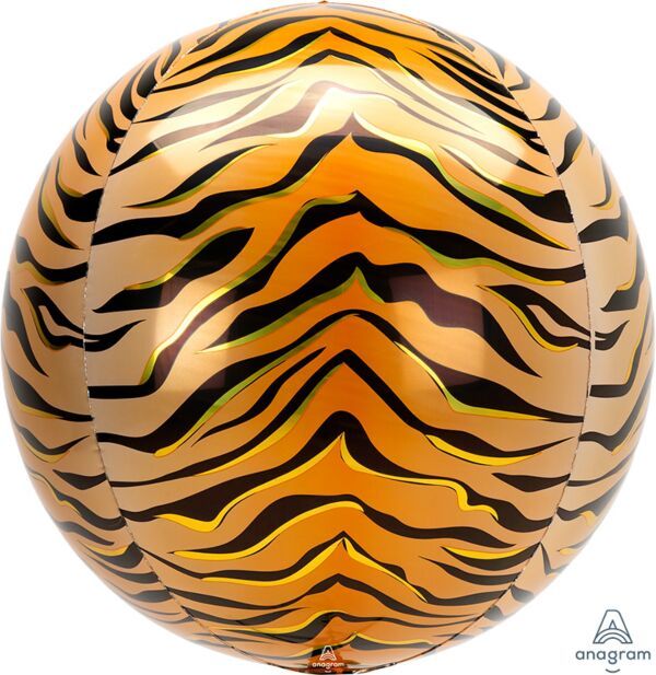 Tiger Orbz - 15&quot; Helium Filled Foil Shaped Balloon, Ribbon