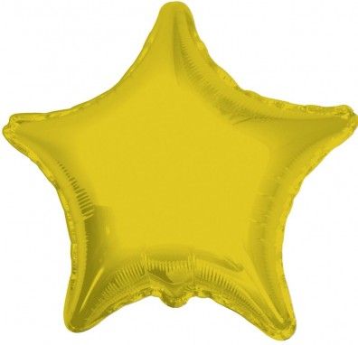 Metallic Gold Star - 18&quot; Helium Filled Foil Balloon, Ribbon