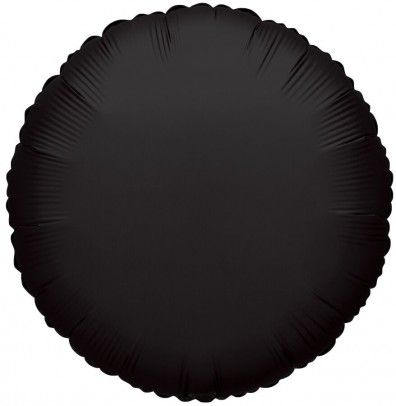 Metallic Round Black - 18&quot; Helium Filled Foil Balloon, Ribbon