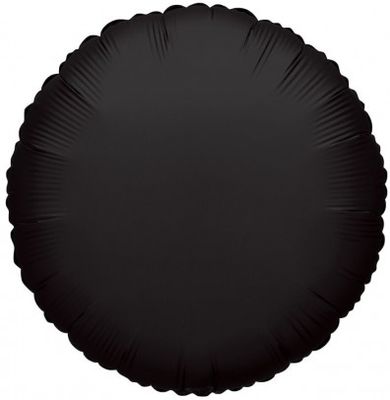 Metallic Round Black - 18&quot; Helium Filled Foil Balloon, Ribbon