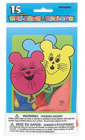 Mouse Shaped Latex Balloons 15 Ct