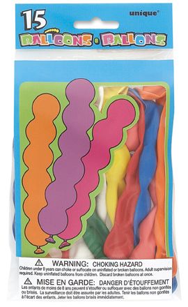 Squiggly Shaped Latex Balloons 15 Ct
