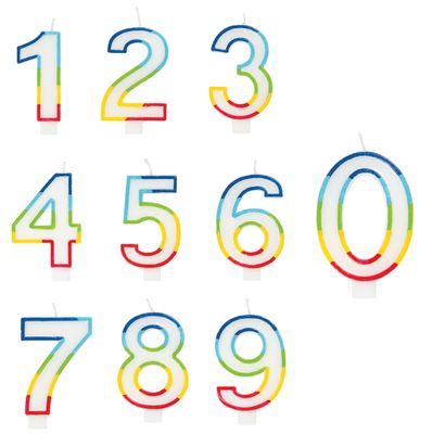 Rainbow Border Number Candle -