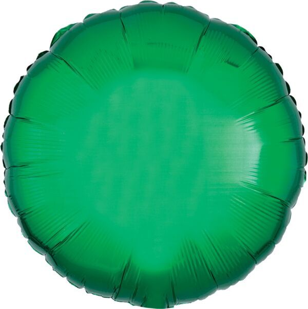 Metallic Green Round - 17&quot; Helium Filled Foil Balloon, Ribbon