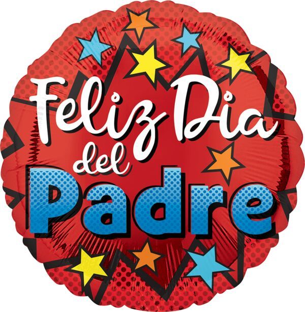 Feliz Dia Del Padre - 17&quot; Helium Filled Foil Balloon, Ribbon
