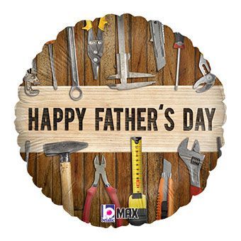Happy Father&#39;s Day Tools  - 18&quot; Helium Filled Foil Balloon, Ribbon