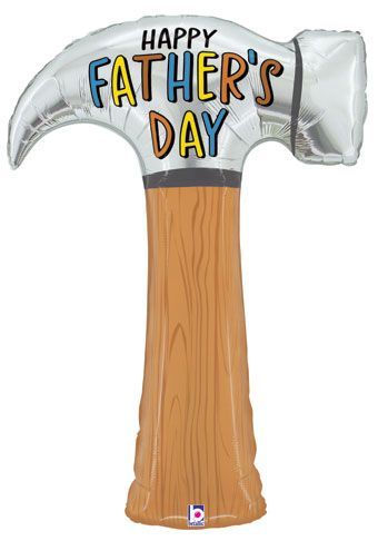 Father&#39;s Day Hammer  - 38&quot; Helium Filled Foil Balloon, Ribbon