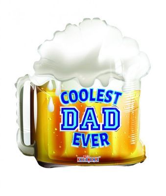 Coolest Dad Ever Beer - 18&quot; Helium Filled Foil Balloon, Ribbon