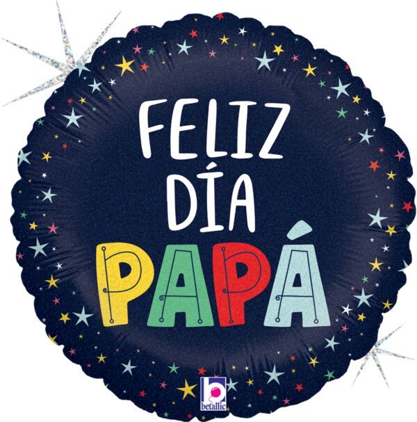 Estrellas de Colores del Dia del Padre - 18&quot; Helium Filled Foil Balloon, Ribbon