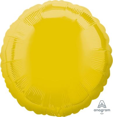 Yellow Round - 18&quot; Helium Filled Foil Balloon, Ribbon