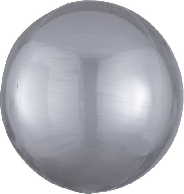 Silver  Orbz - 15&quot; Helium Filled Foil Balloon, Ribbon