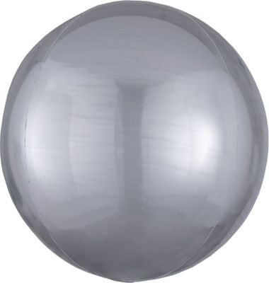 Silver  Orbz - 15&quot; Helium Filled Foil Balloon, Ribbon