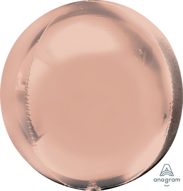 Rose Gold  Orbz - 15&quot; Helium Filled Foil Balloon, Ribbon