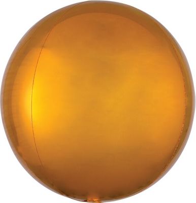 Gold  Orbz - 15&quot; Helium Filled Foil Balloon, Ribbon