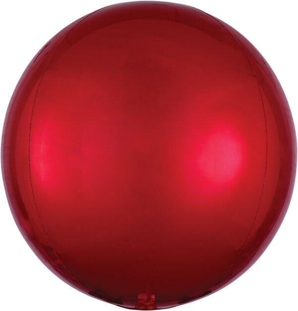 Red Orbz - 15&quot; Helium Filled Foil Balloon, Ribbon