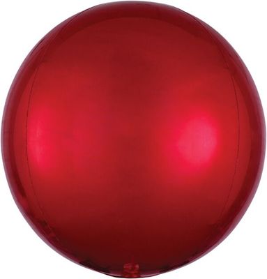 Red Orbz - 15&quot; Helium Filled Foil Balloon, Ribbon