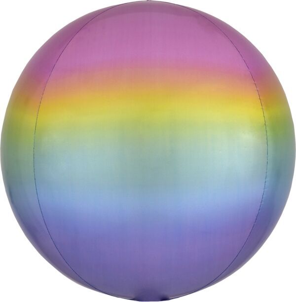 Ombre Pastel Orbz - 15&quot; Helium Filled Foil Balloon, Ribbon