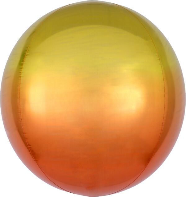 Ombre Yellow &amp; Orange  Orbz - 15&quot; Helium Filled Foil Balloon, Ribbon