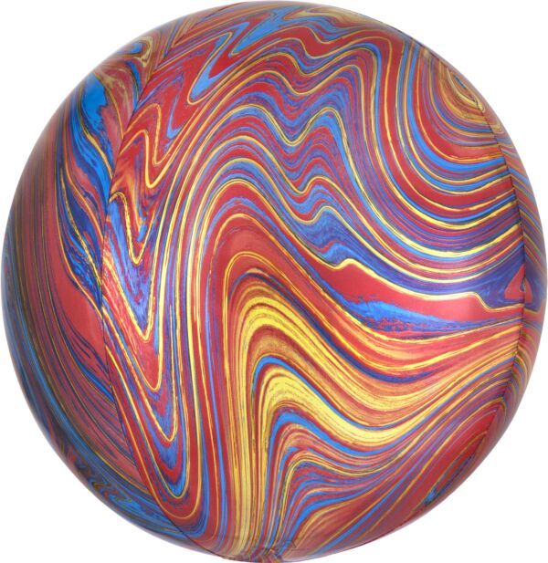 Colorful Marblez Orbz - 15&quot; Helium Filled Foil Balloon, Ribbon