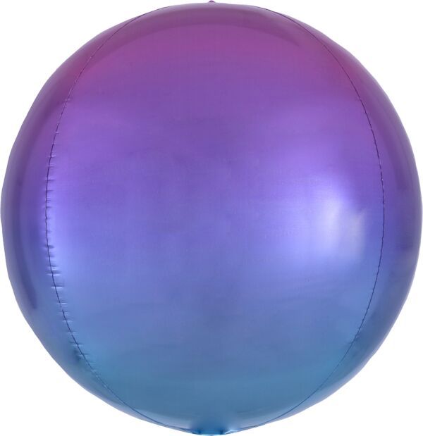 Ombre Pink &amp; Blue Orbz - 15&quot; Helium Filled Foil Balloon, Ribbon