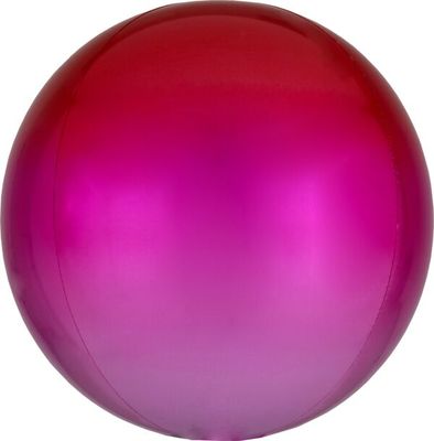 Ombre Red &amp; Pink Orbz - 15&quot; Helium Filled Foil Balloon, Ribbon
