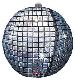 Disco Ball Orbz - 15&quot; Helium Filled Foil Balloon, Ribbon