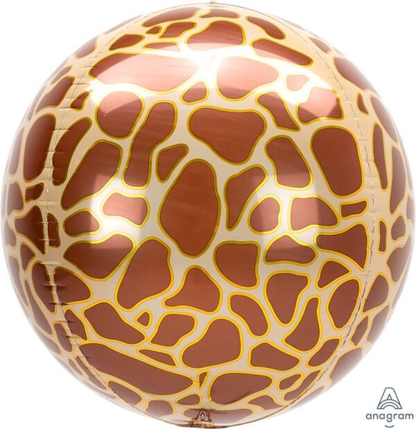 Giraffe Orbz - 15&quot; Helium Filled Foil Balloon, Ribbon