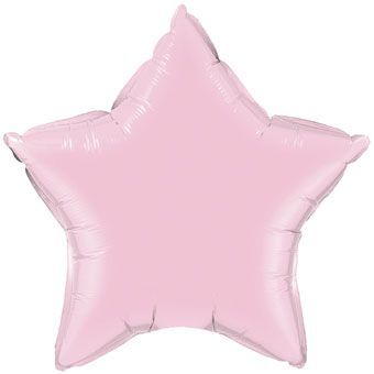 Pearl Pink Star - 36&quot; Helium Filled Foil Balloon, Ribbon