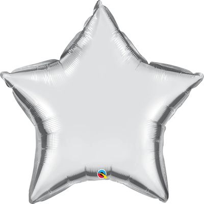 Metallic Silver Star - 36&quot; Helium Filled Foil Balloon, Ribbon
