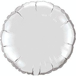 Metallic Silver Round - 36&quot; Helium Filled Foil Balloon, Ribbon