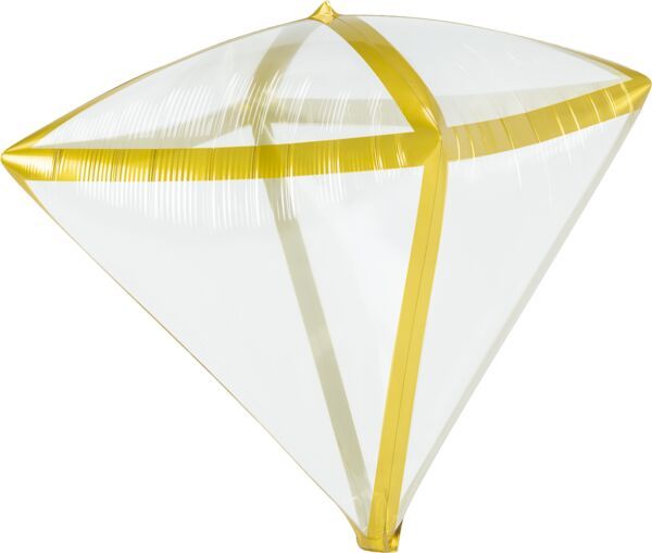Gold Trim Diamondz - 17&quot; Helium Filled Foil Balloon, Ribbon