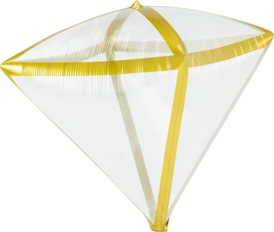 Gold Trim Diamondz - 17&quot; Helium Filled Foil Balloon, Ribbon