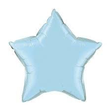 Pearl Light Blue Star - 36&quot; Helium Filled Foil Balloon, Ribbon