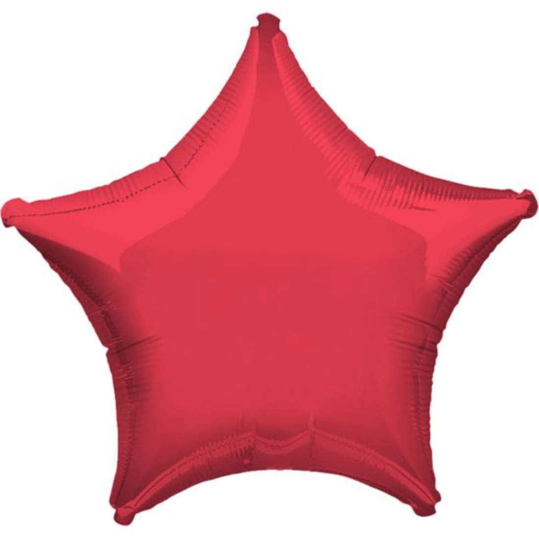 Metallic Red Star - 36&quot; Helium Filled Foil Balloon, Ribbon