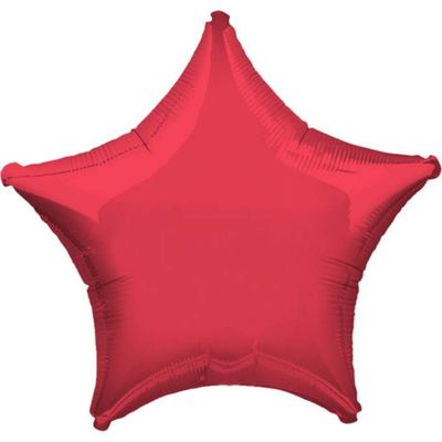 Metallic Red Star - 36&quot; Helium Filled Foil Balloon, Ribbon