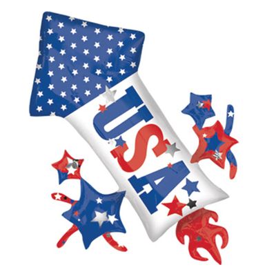 USA Rocket - 42&quot; Helium Filled Foil Shaped Balloon, Ribbon