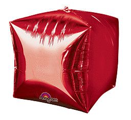 Red Cubez - 15&quot; Helium Filled Foil Balloon, Ribbon