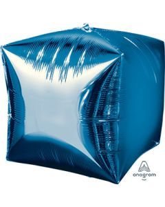 Blue Cubez - 15&quot; Helium Filled Foil Balloon, Ribbon