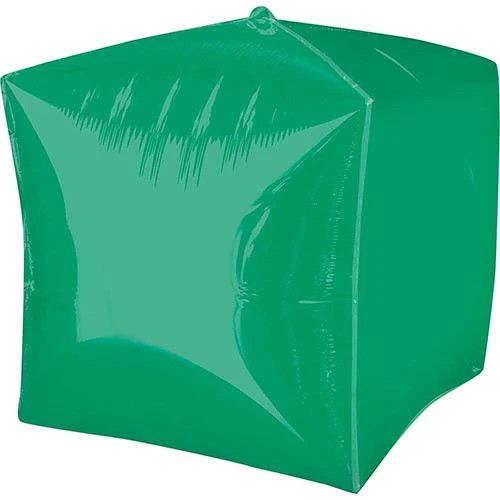 Green Cubez - 15&quot; Helium Filled Foil Balloon, Ribbon