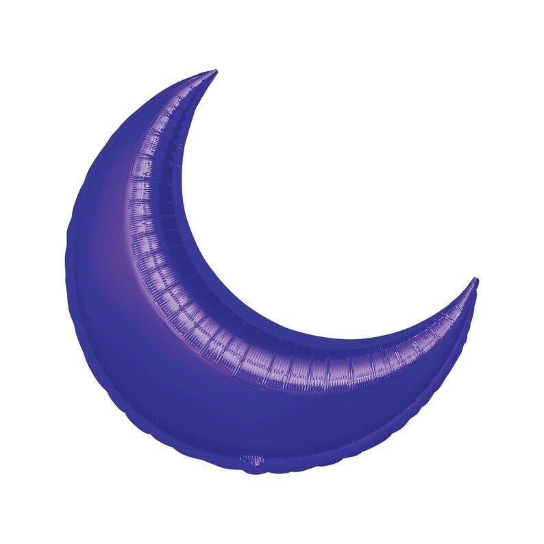 Purple Crescent - 35&quot; Helium Filled Foil Balloon, Ribbon