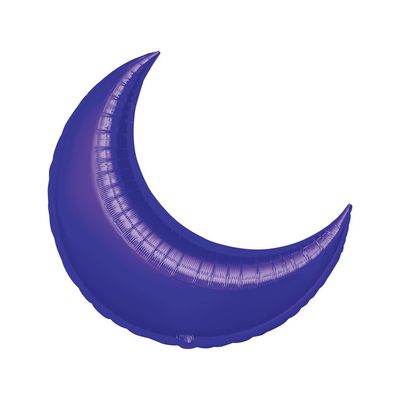 Purple Crescent - 35&quot; Helium Filled Foil Balloon, Ribbon