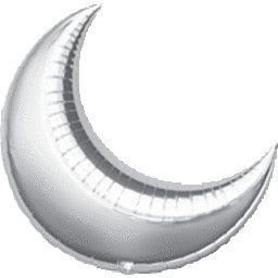 Silver Crescent - 35&quot; Helium Filled Foil Balloon, Ribbon