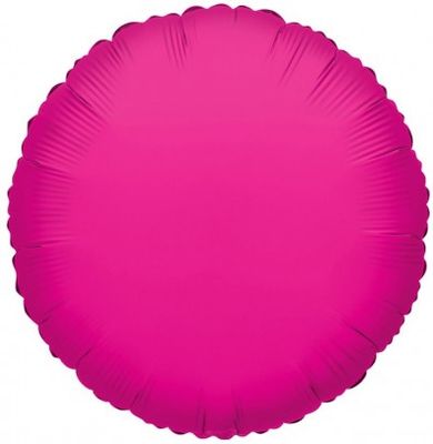 Metallic Hot Pink Round - 18&quot; Helium Filled Foil Balloon, Ribbon