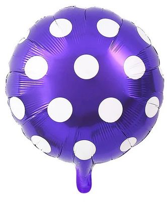 Metallic Purple Round Polk Dot - 18&quot; Helium Filled Foil Balloon, Ribbon