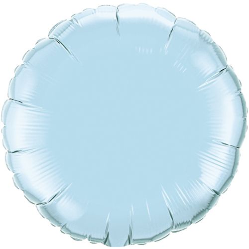 Chrome Light Blue Round - 18&quot; Helium Filled Foil Balloon, Ribbon