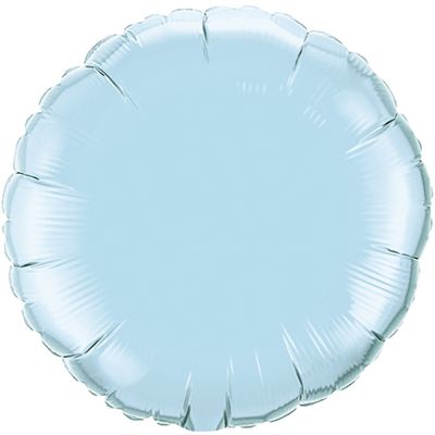 Chrome Light Blue Round - 18&quot; Helium Filled Foil Balloon, Ribbon