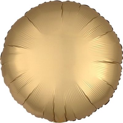 Chrome Gold Round - 18&quot; Helium Filled Foil Balloon, Ribbon