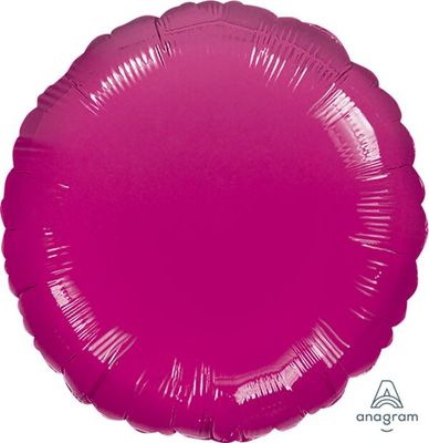 Metallic Fuchsia Round - 17&quot; Helium Filled Foil Balloon, Ribbon