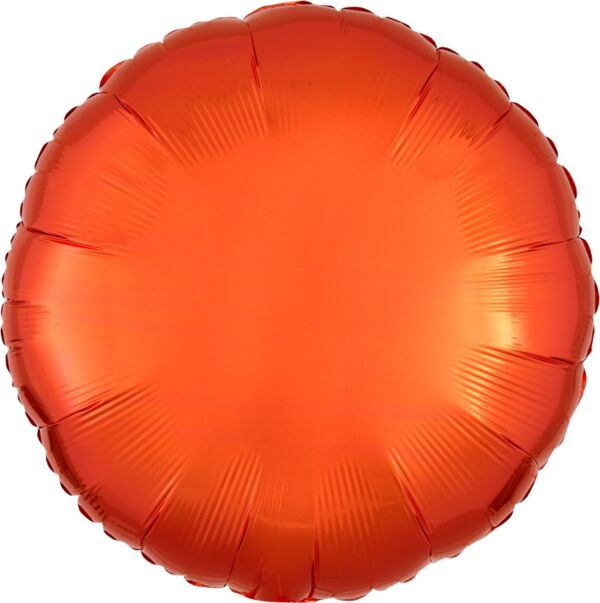 Metallic Orange Round - 17&quot; Helium Filled Foil Balloon, Ribbon